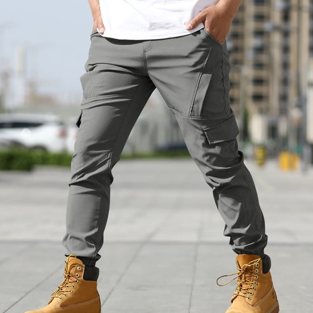 RXIRUCGD Pantalon Cargo Multi-Poches Décontracté Mode Sports Populaire Extérieur Attaché, Gris, Taille : m