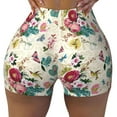 thumbnail image 2 of Haiem Bird Butterfly Rose No Front Seam Biker Shorts for Women Yoga Workout Gym Bike Shorts with Tummy Control Moisture-Wicking-Small, 2 of 9