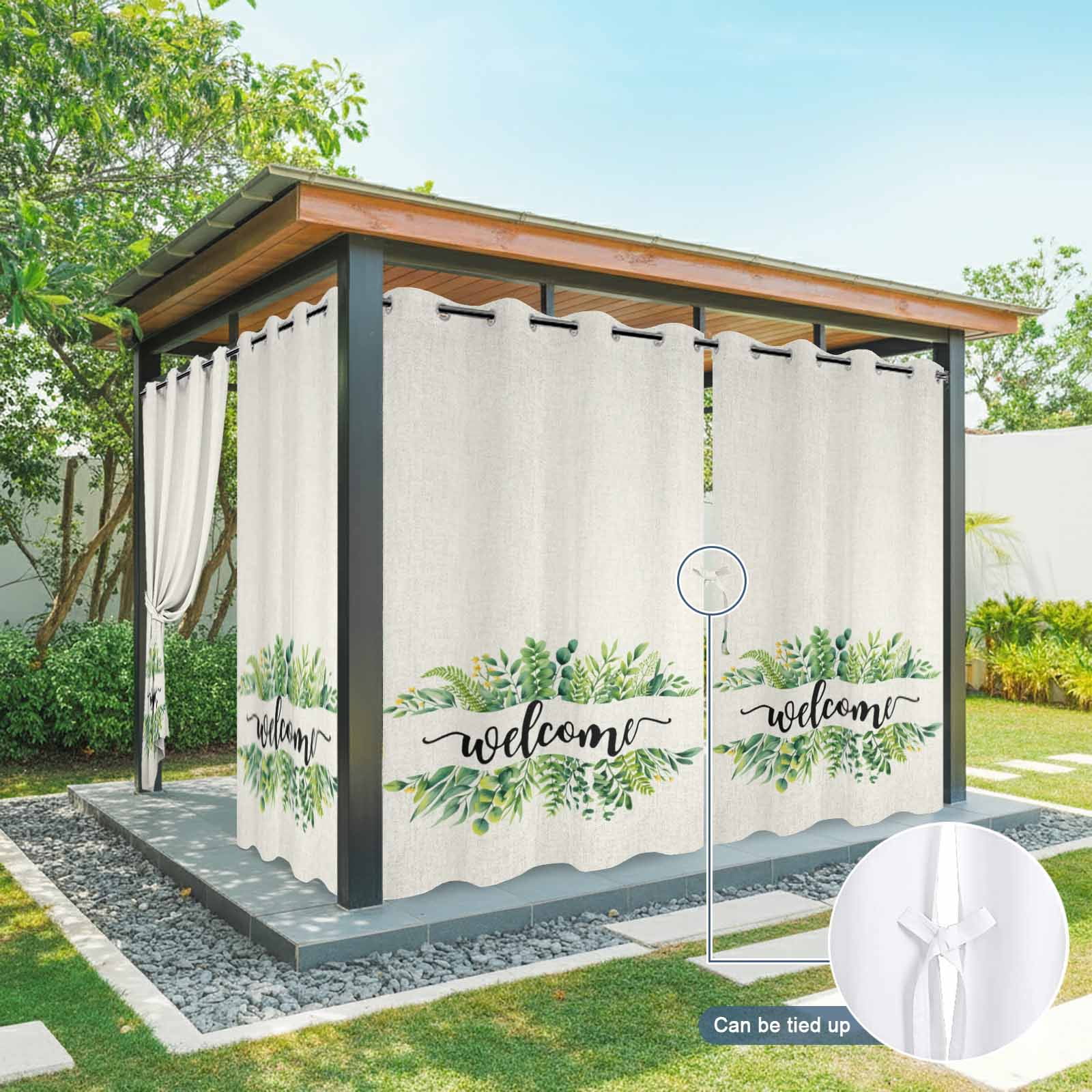 Outdoor Curtains for Patio Waterproof, Eucalyptus Leaves Outdoor Privacy Panels Grommet, Farmhouse Vintage Green Leaf Branches Blackout Outside Curtains for Porch/Cabana 54"x108", 1 Panel