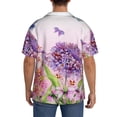 thumbnail image 3 of Naloa Flowers And Colorful Butterflies Men's Loose Fit Cuban Collar Short-Sleeve Shirt, Hawaiian Shirts, Mens Shirts Casual for Everyday Wear Outings-Large, 3 of 5