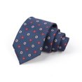 thumbnail image 2 of Corbata para hombre azul marino con estampado floral de lunares rojos blancos combo tejido clásico, 2 of 5