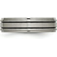 thumbnail image 4 of Chisel Titanium Brushed Center Black Enamel 6.2mm Ridged Edge Band - Ring Size 6.0, 4 of 8