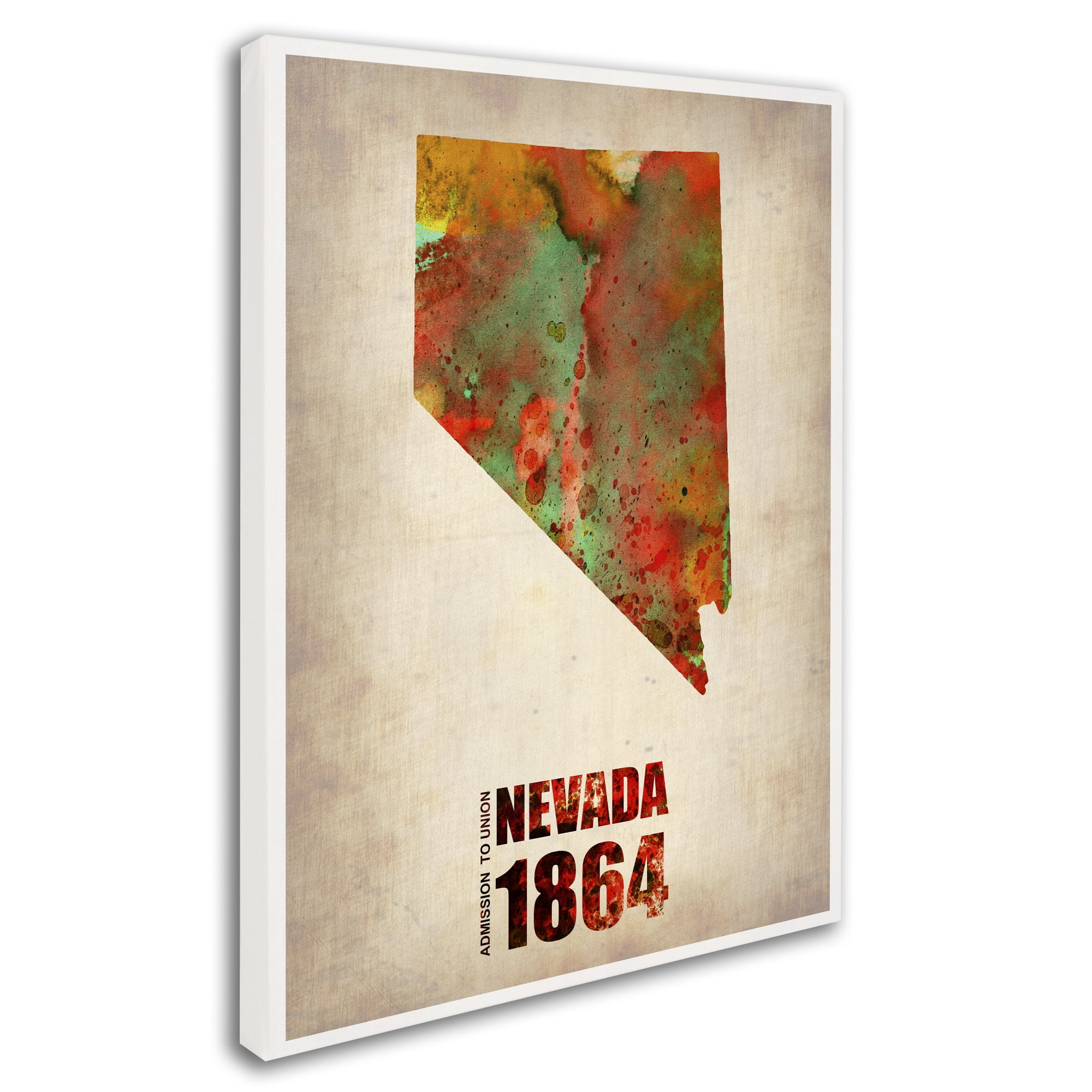 Trademark Fine Art "Nevada Watercolor Map" Canvas Art by Naxart