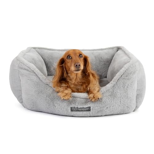 NANDOG Pet Gear Reversible Luxury Microplush Cloud Fabric Collection Ultra Plush Dog & Cat Bed Soft, Warm, Calming Pet Lounger for Small & Medium-Sized Breed - Modern Style Snuggle Couch (Light Gray)