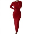 thumbnail image 1 of WTXUE Robe à Manches Longues, Robe Chandail d'Automne et d'Hiver à Manches Longues en Laine, Robe en Lin, Robes Rouges pour Femmes, Rouge Foncé 2TG, 1 of 3