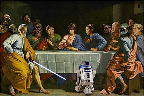 STAR WARS LAST SUPPER art poster FUNNY ICONIC R2D2 collectors valuable HD PRINT 