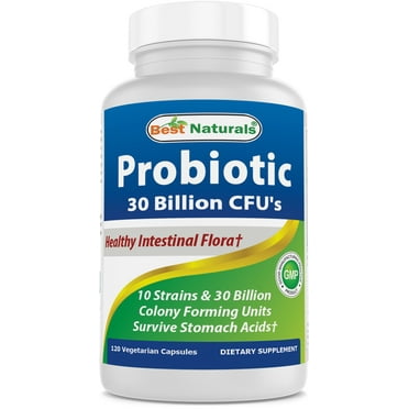 Best Naturals Probiotic 10 Strains & 30 Billion CFU Intestinal Flora 60 Vegetarian Capsules | Shelf Stable probiotic