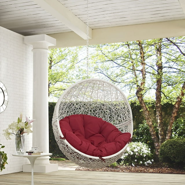 Modway Chaise Balançoire de Patio Extérieure Sans Support en Blanc Rouge