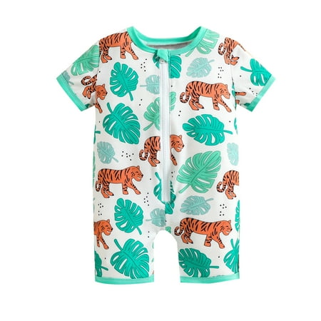 

ZRBYWB Romper Toddler Kids Girls Boys Cartoon Print Short Sleeves Romper Jumpsuit Set Outfits Summer Clothes