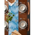thumbnail image 2 of Ldtrchee Christmas Table Runner 72 Inches, Cute Cat White Winter Snowflake Gradient Blue Bed Runner Dresser Scarves Tabletop for Indoor Outdoor Parties/Ceremony/Banquet, 13" x 72", 2 of 8