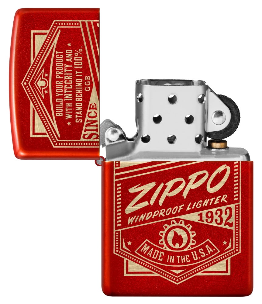 Zippo It Works Design Metallic Red Pocket Lighter