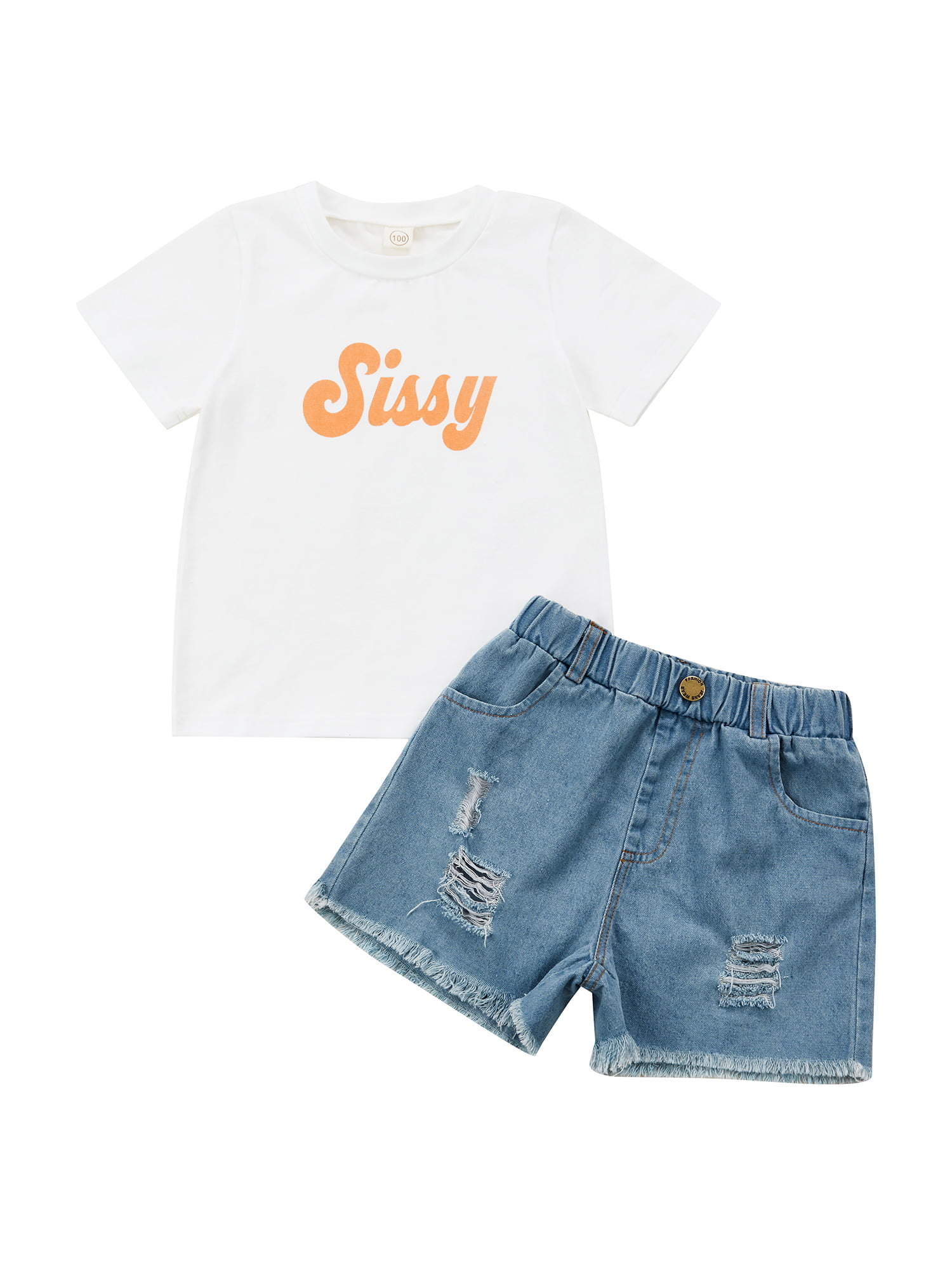 SAYOO Toddler Kids Baby Girl Summer Clothes Sissy Print Short Sleeve T ...