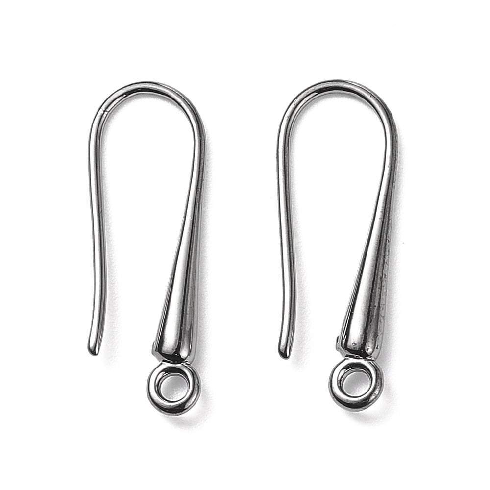 Eco-Friendly Brass Earring Hooks Findings Cadmium Free & Lead Free Gunmetal 21x9x2.3~2.8mm Hole: 1.5mm 20 Gauge Pin: 0.8mm Brass