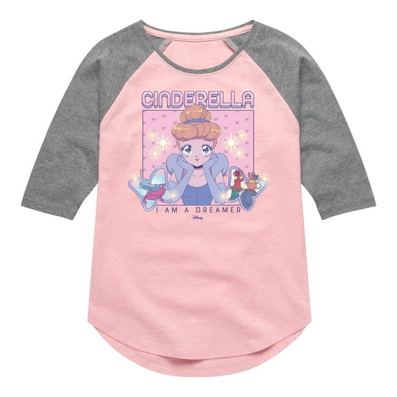 Disney Princess - Cinderella I Am A Dreamer - Toddler & Youth Girls Raglan Graphic T-Shirt