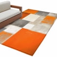 thumbnail image 2 of Burnt Orange Runner Rug 2.7x5 FT,Non Slip Entryway Carpet,Grey Modern Abstract Art Oil Painting Geometric Washable Soft Floor Carpet Entrance Mat Throw Rug for Hallway Laundry Room Bedside, 2 of 9