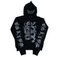 thumbnail image 1 of Qiylii Dragon Cross Rhinestone Zip Up Hoodie Men Women Bedazzled Oversized Jackets Y2k Full Zipper Up to Head Emo Hoodies Sweatshirt, 1 of 6