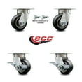 thumbnail image 2 of 4 Inch Kingpinless Rubber on Aluminum Wheel Caster Set 2 Swivel Locks 2 Brakes, 2 of 2