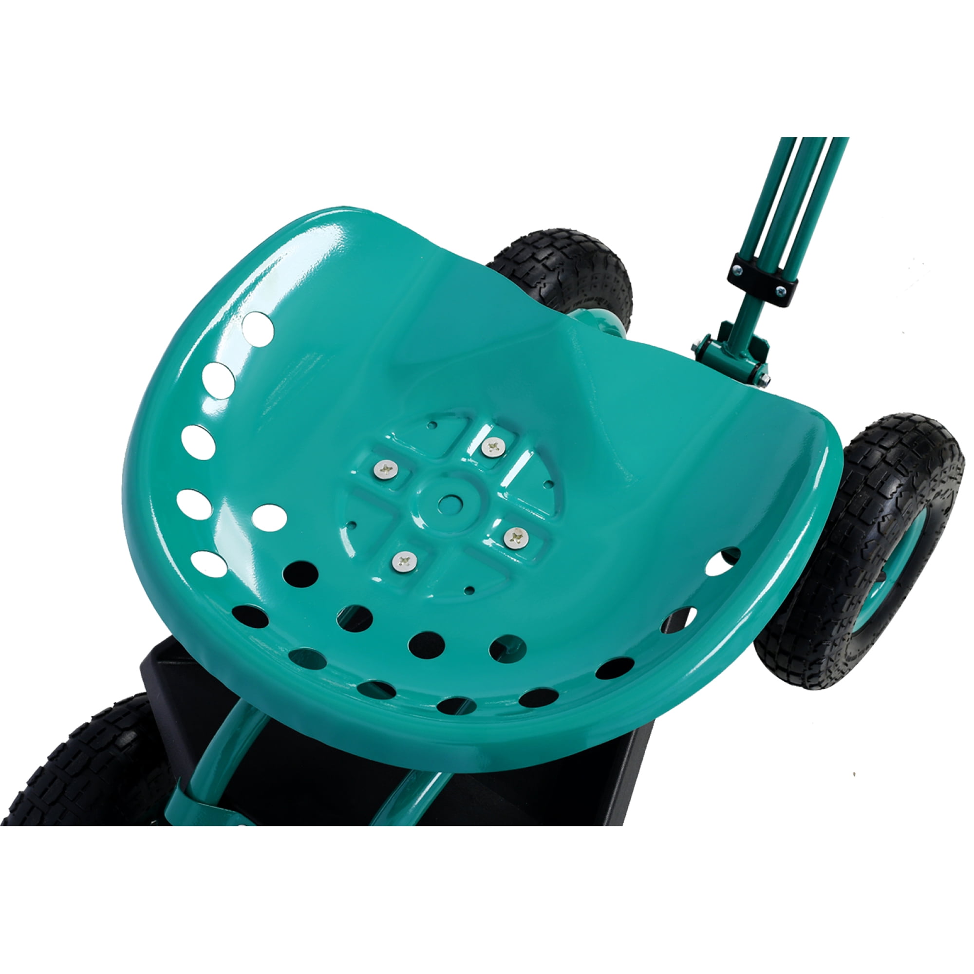 Leumius Rolling Garden Cart with 360 Swivel Seat,Rolling Garden Scooter with Wheels & Tool Tray for Patio,Yard,Lawn,Green