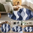 thumbnail image 5 of Round Rugs 6 Ft, Navy Blue Ombre Non Slip Area Rugs for Kitchen Bedroom Entryway, Moire Modern Abstract Art Aesthetics Washable Carpet Runner Rug Floor Mats for Bedroom Home Decor, 5 of 9
