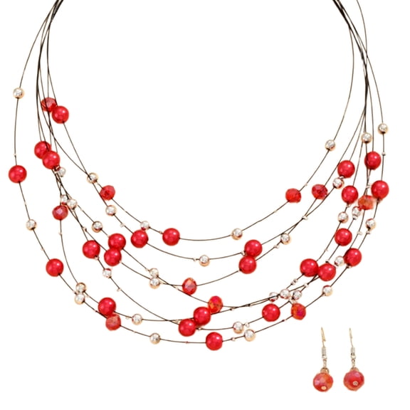 Vibrant Beaded Fashion Jewelry Set Exquisite Beadwork Jewelry Set for Women Necklace and Earrings for Celebrations