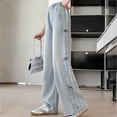 thumbnail image 5 of TOWED22 Girls Wide Leg/Flare Jeans Bow Embroidery/Leopard Print Denim Pants with Pockets Casual for Kids 6-14Y Blue,9-10 Y, 5 of 6