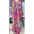 thumbnail image 3 of Vestido de fiesta casual para mujer, estampado de moda, cuello en V, suelto, manga larga, vestido de otoño, vestido maxi camisero, 3 of 3