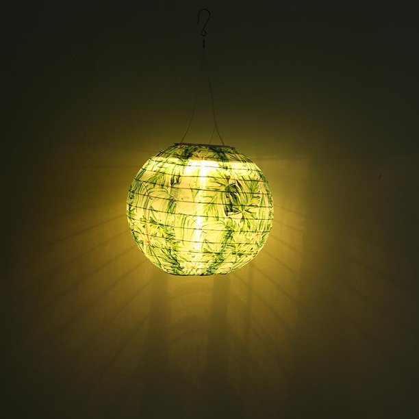 Colgante impermeable de linterna solar LED de 2 * 8 pulgadas para decoración (hoja grande C) Likrtyny Iluminación del hogar multifuncional