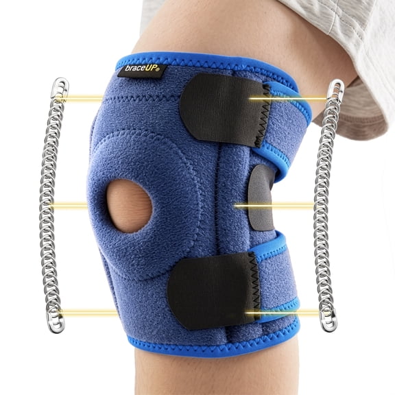 BraceUP Kids Knee Brace with Dual Spring Stabilizers and 3 Adjustable Straps (S)