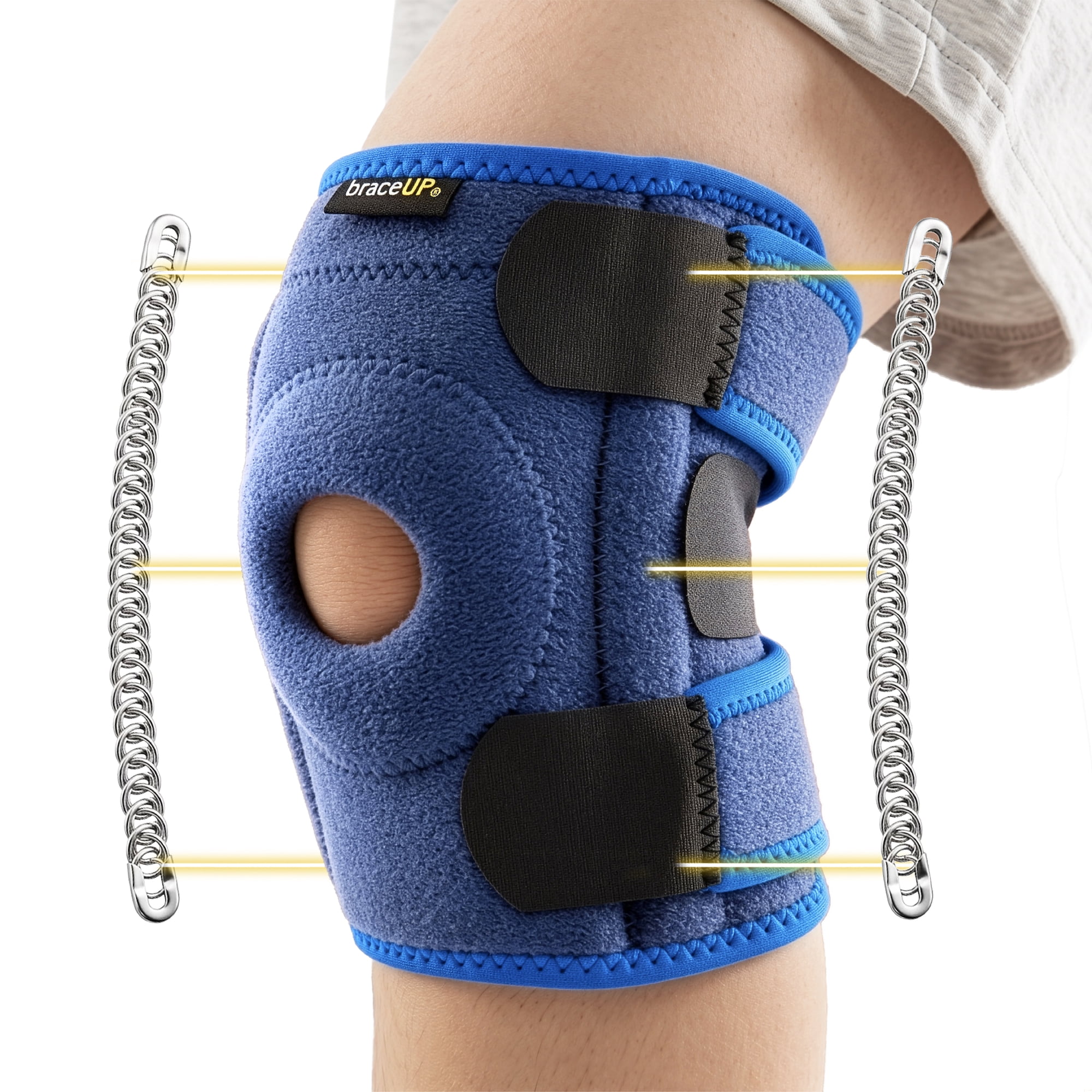 BraceUP Kids Knee Brace with Dual Spring Stabilizers and 3 Adjustable Straps (S)