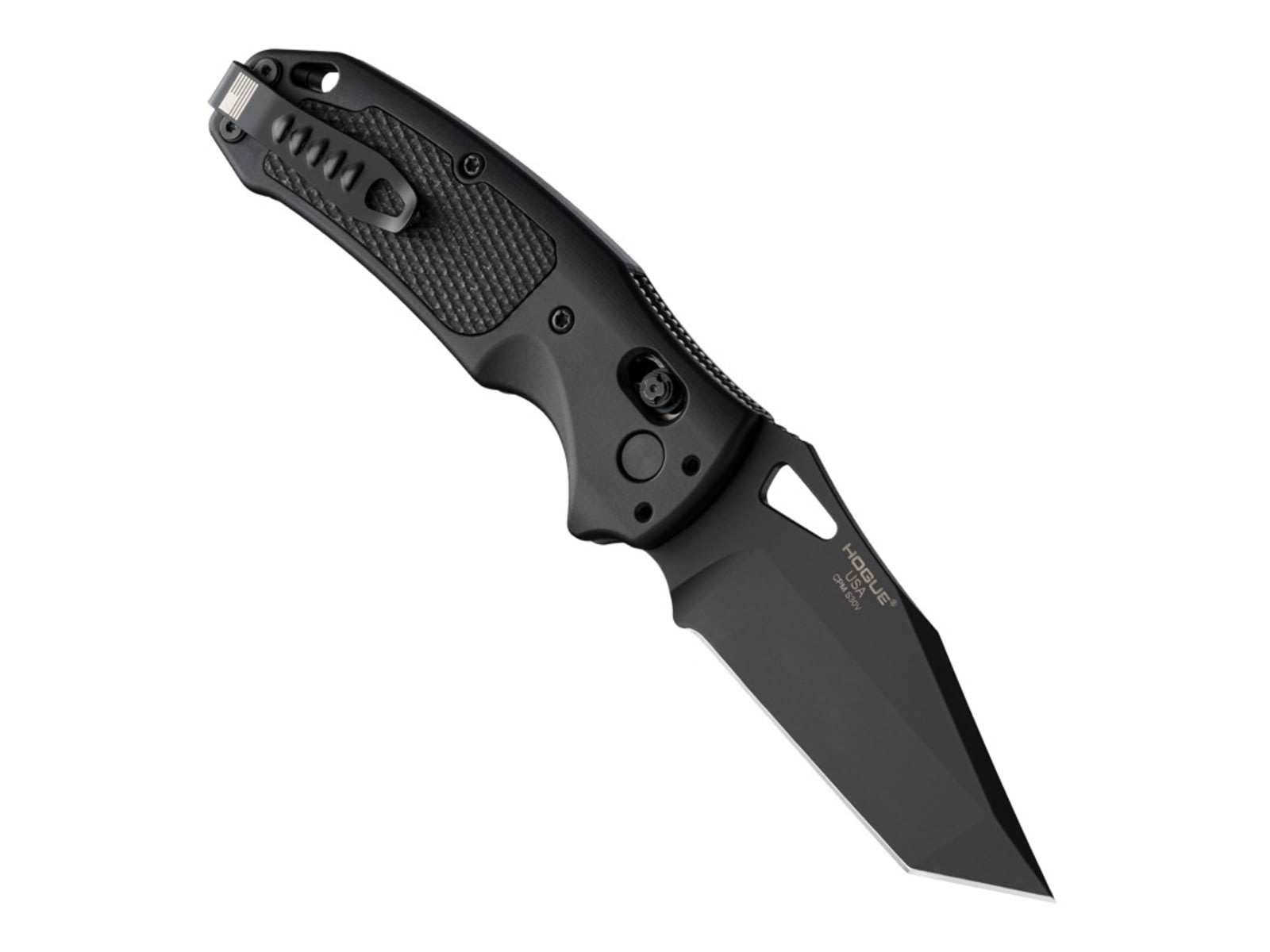 Hogue Sig K320 AXG Pro Folding Knife, 3.5in, Black Cerekote Finish, CPM-S30V, Tanto, Black Handle, 6061-T6 Hard-Anodized Aluminum Handle