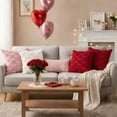 thumbnail image 6 of Valentine's Day Love Heart Throw Pillow Cover Set of 2, 18 x 18 Inch Red Soft Plush Faux Fur Jacquard Anniversary Wedding Cushion Case Decoration for Sofa Couch(Pink), 6 of 6