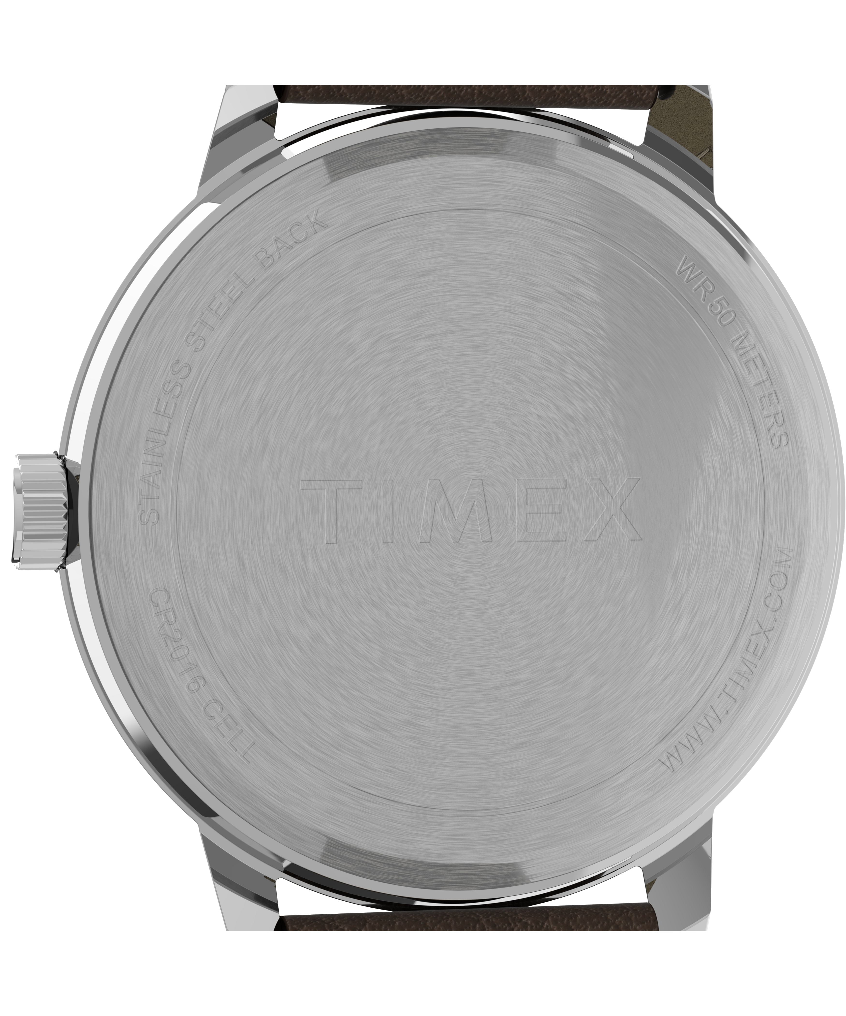 Timex Men's Easy Reader Bold 43mm Watch – Silver-Tone Case Cream Dial with Brown Leather Strap