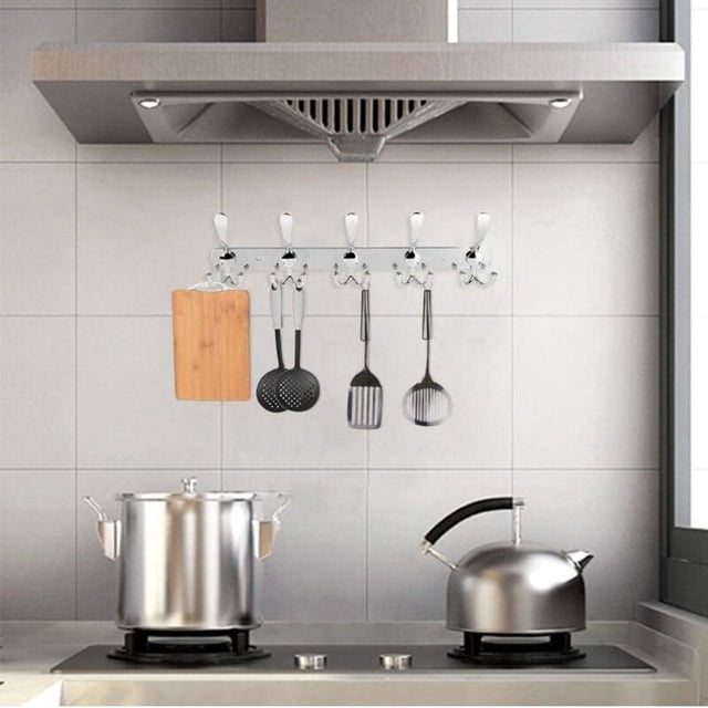 Portemanteau Mural au Design Moderne, Acier Inoxydable Robuste à 5 Crochets pour un Rangement Peu Encombrant dans l'Entrée, la Chambre, le Garde-Robe
