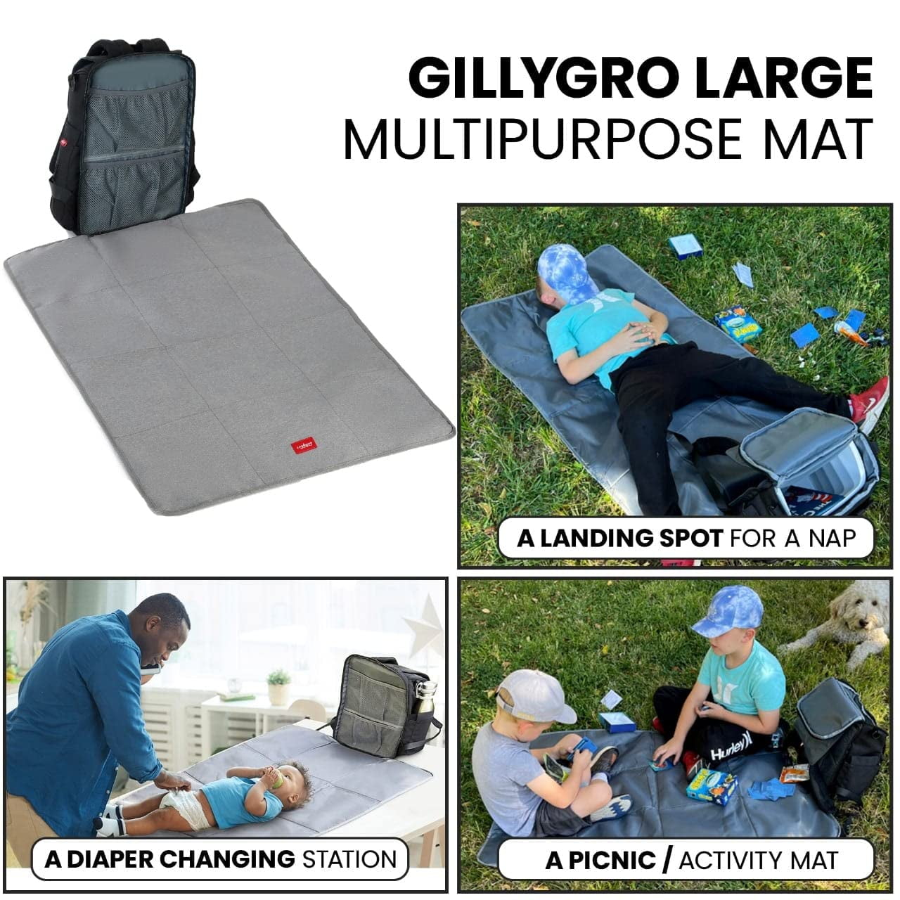 GillyGro Diaper Bag Backpack Set with In-built Booster, Roll-out Changing Pad, Organizer Insert, Extra Shoulder Strap | Unisex Gift for Mom Dad Girl Boy