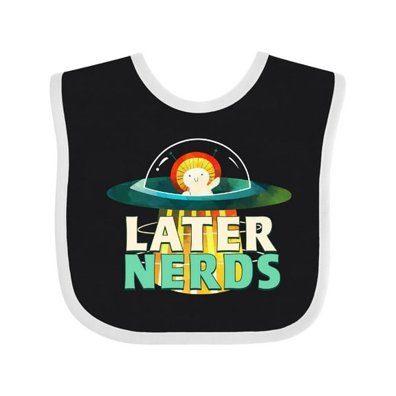 Inktastic Later Nerds Cute Mushroom Alien in Ufo Boys or Girls Baby Bib
