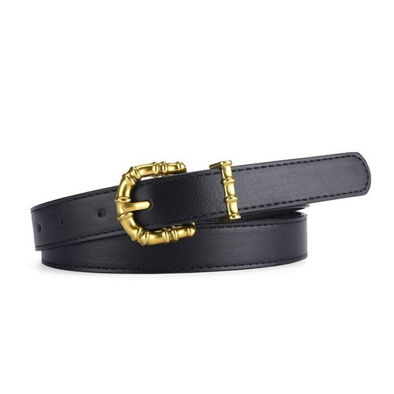 SWSMCLT Women's Belt For Dress Buckle Medium Fashion Faux Leather Belt Metal Metal Buckle Summer Fall Basic Black Small-Large