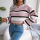 thumbnail image 5 of Moda mujer Casual cuello redondo rayas manga larga suéter suelto otoño blusa Tops Pompotops  hdfakjf10528, 5 of 8