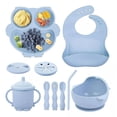 thumbnail image 1 of Platos De Silicona Babe Azul con Tazón, Cuchara y Tenedor para Bebé, 1 of 9
