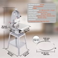 thumbnail image 3 of VEVOR Commercial Electric Meat Bandsaw, 1500W Stainless Steel Vertical Bone Sawing Machine, Workbeach 19.3" x 15", 0.16-7.9 Inch Cutting Thickness, Frozen Meat Cutter with 6 Blades for Rib Pork Beef, 3 of 9