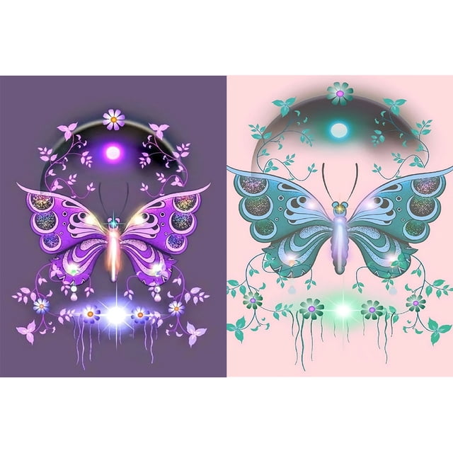 Taladro de pintura de diamante (DE6093) 5D mariposa DIY artesanía de animales de diamantes de imitación redonda completa 20X30cm Hugtrwg Para estrenar