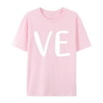 thumbnail image 3 of Pink Button Down Shirts for Women, Short Sleeve Workout Shirts for Women, Valentine's Day Polyester Womens Blouses Dressy Casual, Men And Women With Valentine's Day Love Printed Couple T Shirt Top, 3 of 7