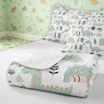 thumbnail image 4 of Manfei Dreamy Watercolor Dino Animals Twin Quilt Set,Cute Floral Twin Coverlet Set,White Gray,2 Pieces,1 Bedspread and 1 Pillowcase, 4 of 7