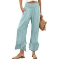 thumbnail image 4 of BLOCLOALO Baggy Pants Linen Pants Summer Women's Linen Pants Fashionable Double Layer High Waisted Wide Leg Pants Loose Pants Lounge Pants Pants with Pockets Sky Blue M, 4 of 7