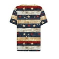 thumbnail image 5 of American Flag Tops Womens Button V Neck Short Sleeve Shirts Independence Day Patriotic Tee Shirt Fashion USA Flag Star Stripes T-Shirts Memorial Day Tunic Loose Comfy Blouses Summer Outfits, 5 of 5