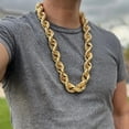 thumbnail image 2 of Men's Stainless Steel Hollow Rope Chain Big Chunky Necklace Hip Hop 90's Rapper Style Fashion Accessory 30mm 30", 2 of 4