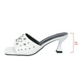 thumbnail image 6 of Viluyesy Women's Stilettos Sandals, Pearl Upper Square Toe Slip-On Summer Casual Elegant Heels Shoes White, 6 of 9