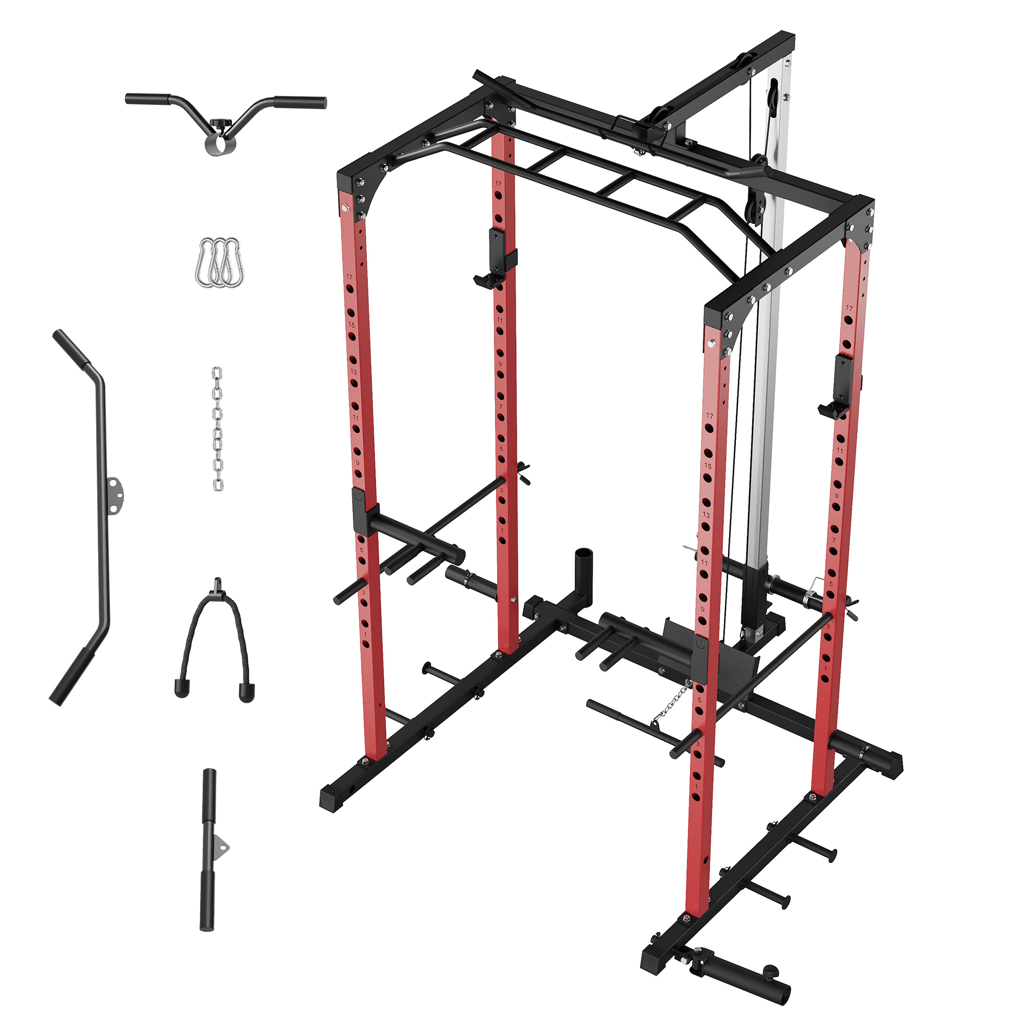 CazToi 1200 Lbs Multi-Functional Power Rack with Adjustable Cable System Full Body Workout Rack Gym Equipment