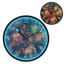 Voice Activated Clock with Glow Light 12 Inch Large Silent Wall Clock Battery Operated for Home Decor Red and Green Fireworks