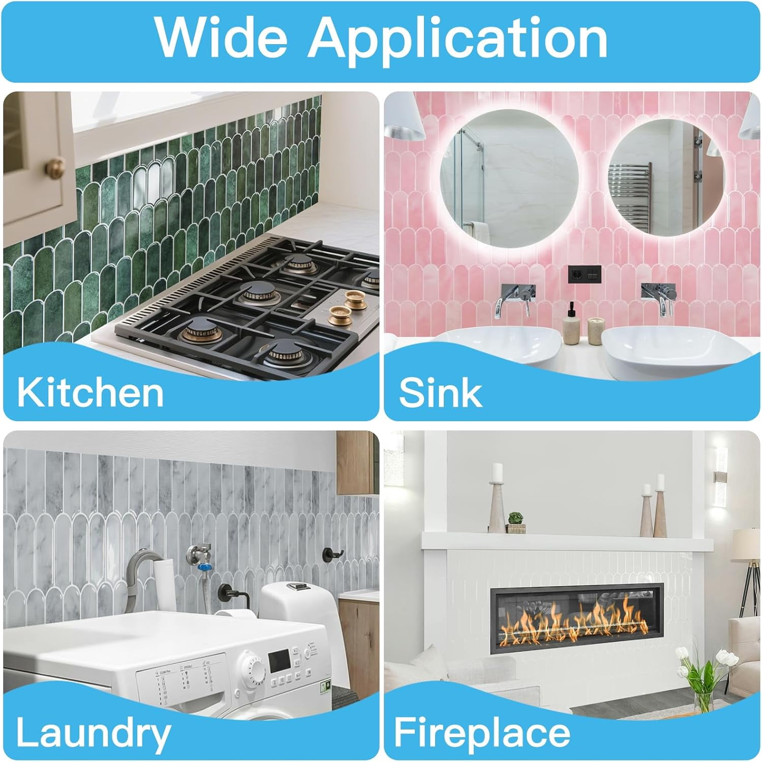 FLOLEOPA 12 x 12 Inch Heavy-Duty Peel and Stick Backsplash, Self-Adhesive Wall Tiles for Kitchen Bathroom Decor, 20-Pack