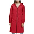 thumbnail image 3 of GEWSEY Womens Rain Jacket Extra Length Raincoats Waterproof Lightweight Hooded Windbreaker Outdoor Poncho with Pockets (Red2, XL), 3 of 8